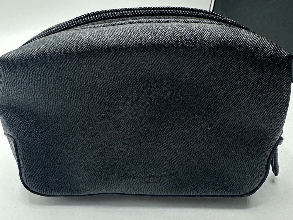Salvatore Ferragamo 2pc Black Amenity Kit for Eva Air - 7.5" x 4" x 2" Zipper A1